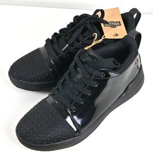 NEW Mozo 125th Street Patent Leather Lace Up Cushion Black Sneakers US13 UK12.5